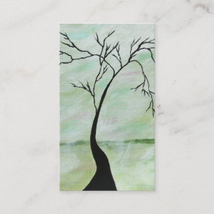 Alone I Waited Abstract Landscape Art Crooked Tree Business Card