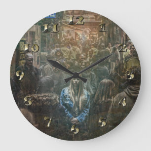 Alone in a Crowd Large Clock