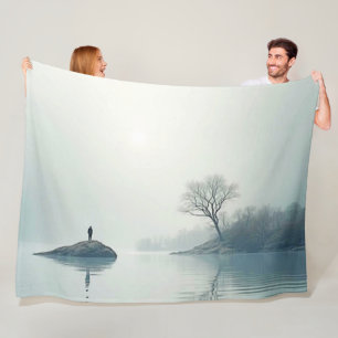 Alone in the Mist Design Fleece Blanket