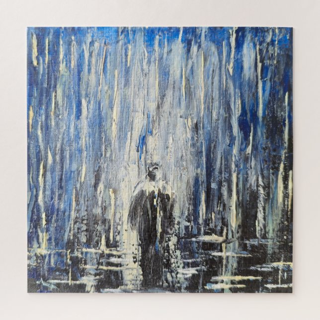 Alone in the Rain – Moody Emotional  Jigsaw Puzzle (Vertical)