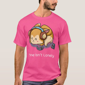 Alone Isn'T Lonely Nerd Introvert Fox Geek Music F T-Shirt