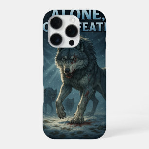 Alone, Not Defeated   Motivational Wolf Art iPhone 16 Pro Case