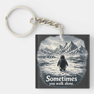 Alone Penguin on Icy Horizon Key Ring