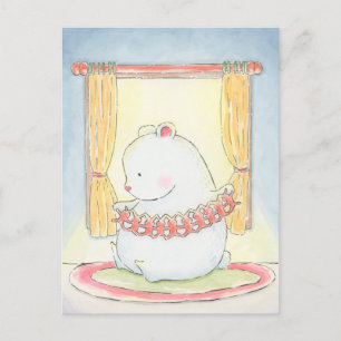 Alone together polar bear and bunny watercolour postcard
