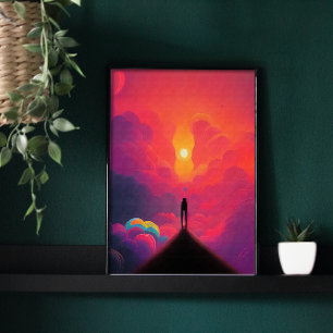  Alone walking into Colourful clouds  Poster