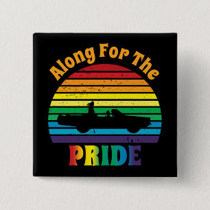 Along for the Pride Retro 70's Rainbow Sunset 15 Cm Square Badge