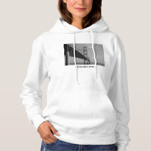 Along Mackinac Bridge Grayscale Hoodie