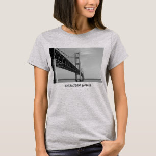 Along Mackinac Bridge Grayscale T-Shirt