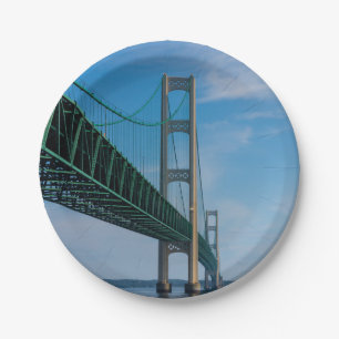 Along Mackinac Bridge Paper Plate
