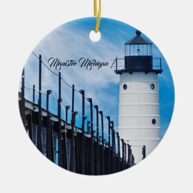 Along Manistee Ceramic Tree Decoration (Front)