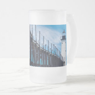 Along Manistee Frosted Glass Beer Mug