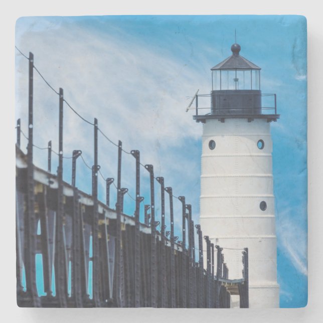 Along Manistee Stone Coaster (Front)