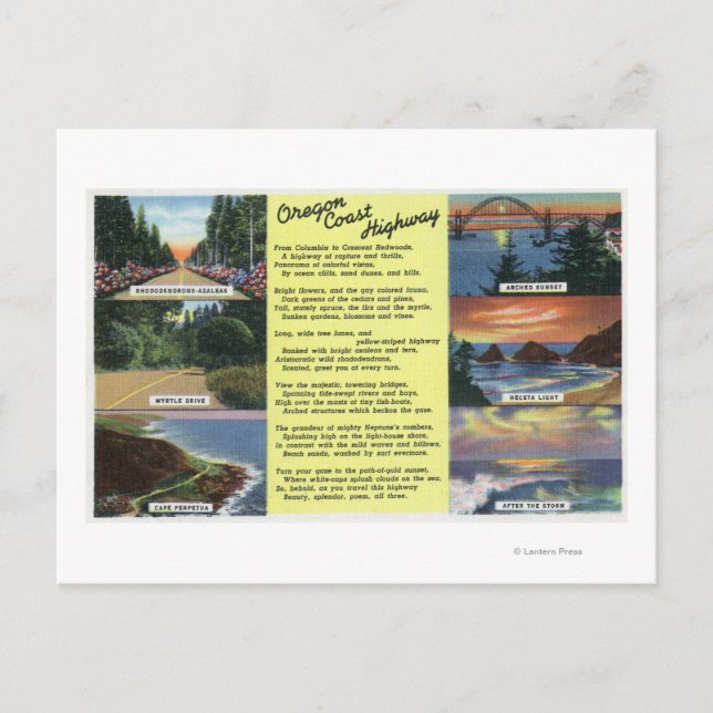 Along the Oregon Coast Highway with a Poem Postcard (Front)