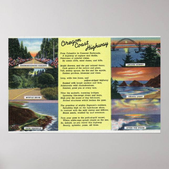 Along the Oregon Coast Highway with a Poem Poster (Front)