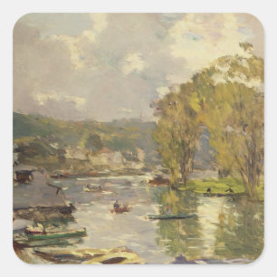 Along the Seine at Meudon, c.1893 (oil on canvas) Square Sticker