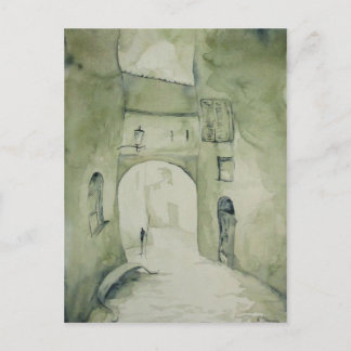 along the streets postcard