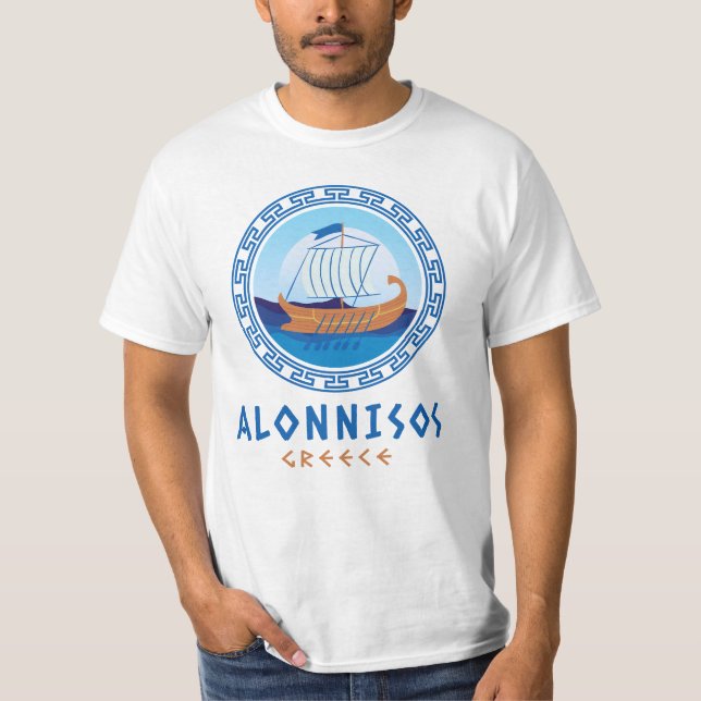 Alonnisos, Greece Greek Ship Design Men's T-Shirt (Front)