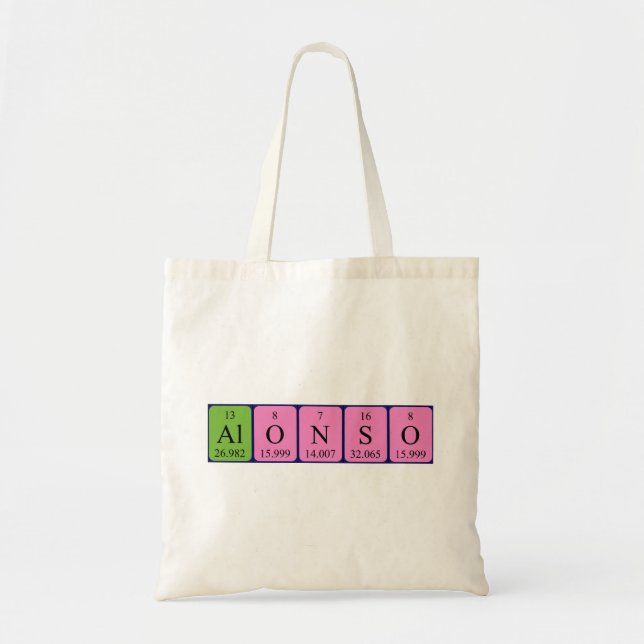 Alonso periodic table name tote bag (Front)