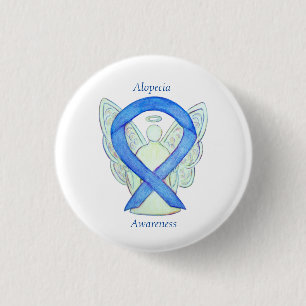 Alopecia Angel Awareness Blue Ribbon Custom Pin