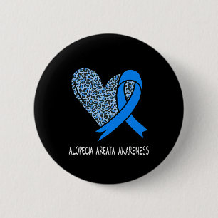 Alopecia Areata Awareness Blue Ribbon 6 Cm Round Badge