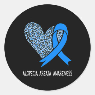 Alopecia Areata Awareness Blue Ribbon Classic Round Sticker