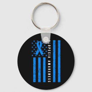 Alopecia Areata Awareness I Wear Blue Ribbon Suppo Key Ring