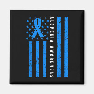 Alopecia Areata Awareness I Wear Blue Ribbon Suppo Magnet