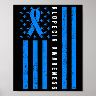 Alopecia Areata Awareness I Wear Blue Ribbon Suppo Poster