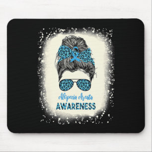 Alopecia Areata Awareness Messy bun Hair Loss Warr Mouse Mat