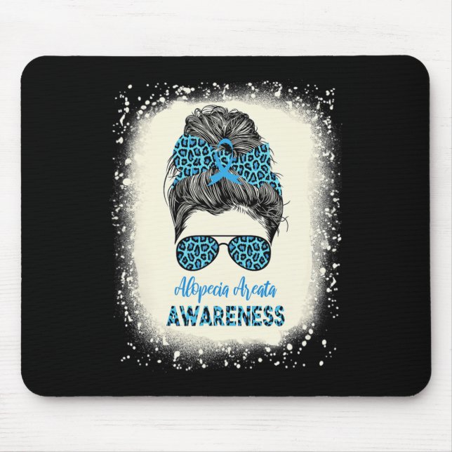 Alopecia Areata Awareness Messy bun Hair Loss Warr Mouse Mat (Front)
