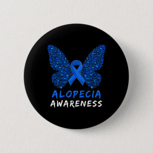 Alopecia Areata Awareness Month Blue Ribbon 6 Cm Round Badge