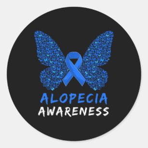 Alopecia Areata Awareness Month Blue Ribbon Classic Round Sticker