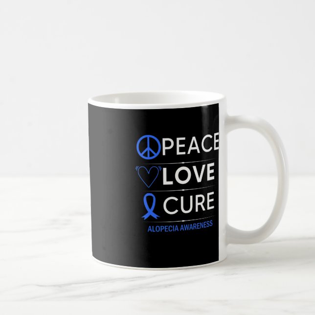 Alopecia Areata Awareness Peace Love Cure Hair Los Coffee Mug (Right)