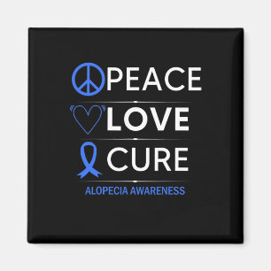 Alopecia Areata Awareness Peace Love Cure Hair Los Magnet