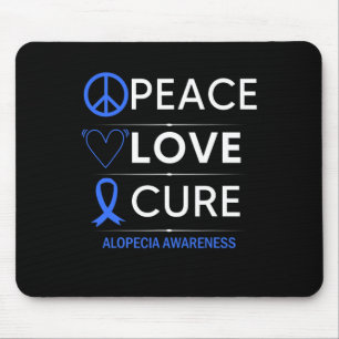Alopecia Areata Awareness Peace Love Cure Hair Los Mouse Mat