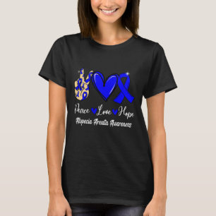 Alopecia Areata Awareness Peace Love Hope Blue Rib T-Shirt