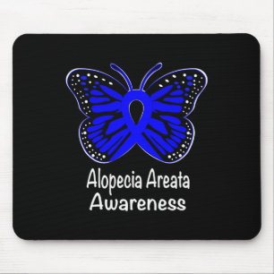 Alopecia Areata Awareness Warrior Support Blue Rib Mouse Mat