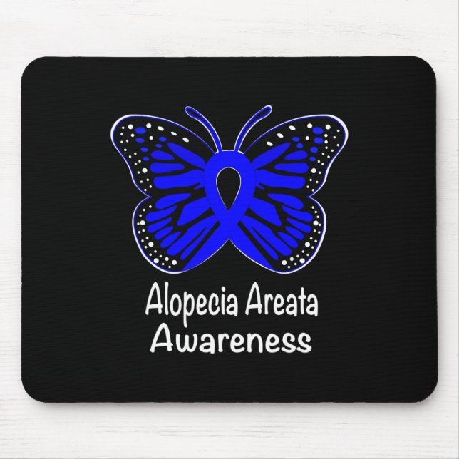 Alopecia Areata Awareness Warrior Support Blue Rib Mouse Mat (Front)
