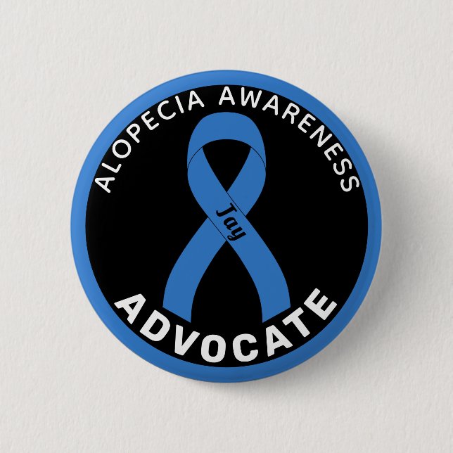Alopecia Awareness Advocate Ribbon Black Button (Front)