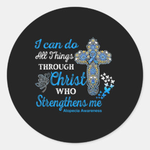 Alopecia Awareness Alopecia Warrior Christ  Classic Round Sticker