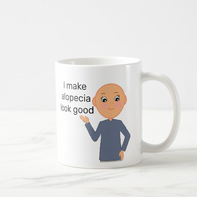 Alopecia Awareness, Bald, No Hair Don't Care Coffee Mug (Right)