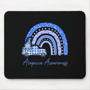 Alopecia Awareness Blue Gnomes Truck Rainbow Mouse Mat
