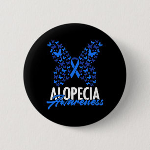 Alopecia Awareness Blue Ribbon Butterfly Alopecia 6 Cm Round Badge