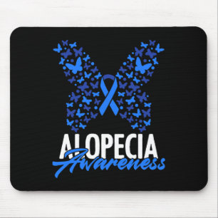 Alopecia Awareness Blue Ribbon Butterfly Alopecia  Mouse Mat