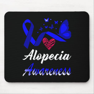 Alopecia Awareness Butterflies Blue Ribbon Support Mouse Mat