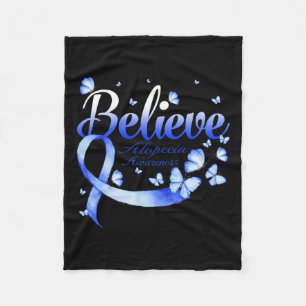 Alopecia Awareness Butterfly  Fleece Blanket