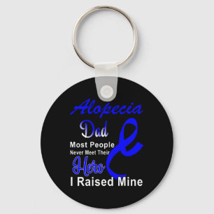 Alopecia Awareness Dad Support Blue Ribbon Father  Key Ring