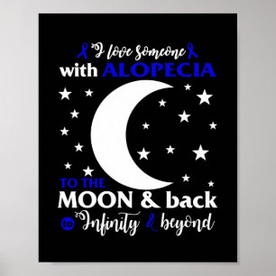 Alopecia Awareness Dark Blue Ribbon Hair Loss Supp Poster