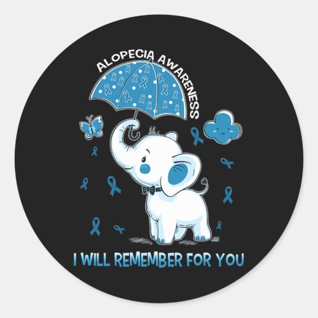 Alopecia Awareness Elephant  Classic Round Sticker (Front)