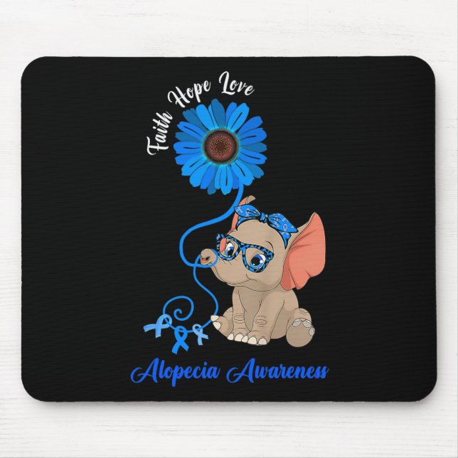 Alopecia Awareness Elephant Faith Hope Love Sunflo Mouse Mat (Front)